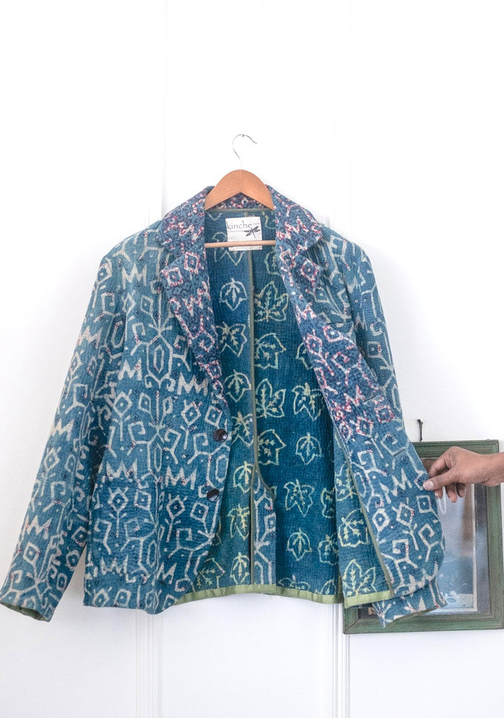 Abner, Sustainably made Kantha Boho Blazer, Chest/Bust 44 Inches - kinchecom
