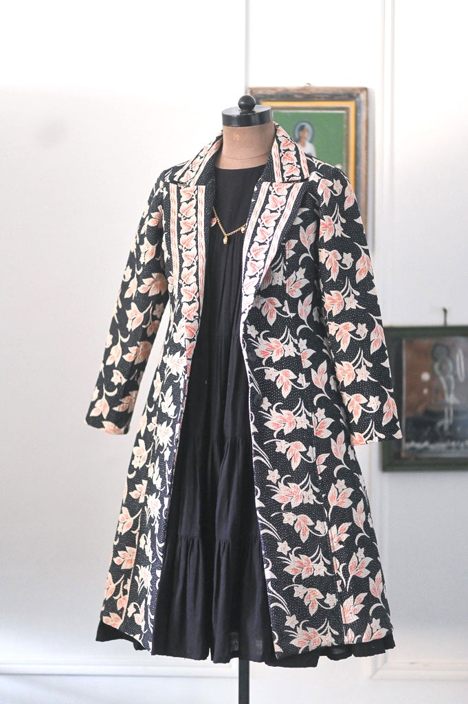 Jessica, Handmade Vintage Kantha Long Blazer in Medium - kinchecom
