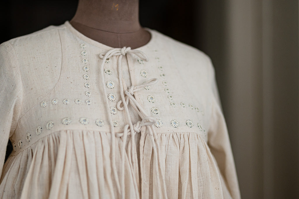 Belfast, Organic Kala Cotton, Mirror Work Kedia Blouse - kinchecom