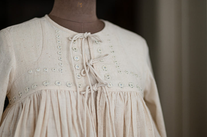 Belfast, Organic Kala Cotton, Mirror Work Kedia Blouse - kinchecom