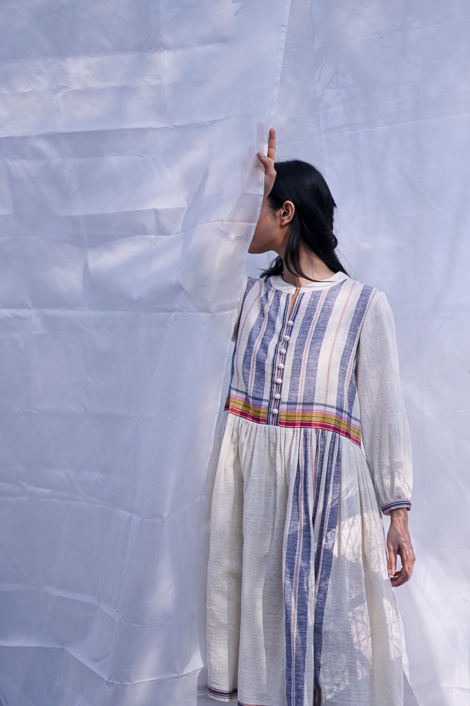 Naples, Organic Kala Cotton, Asymmetrical Weave dress - kinchecom