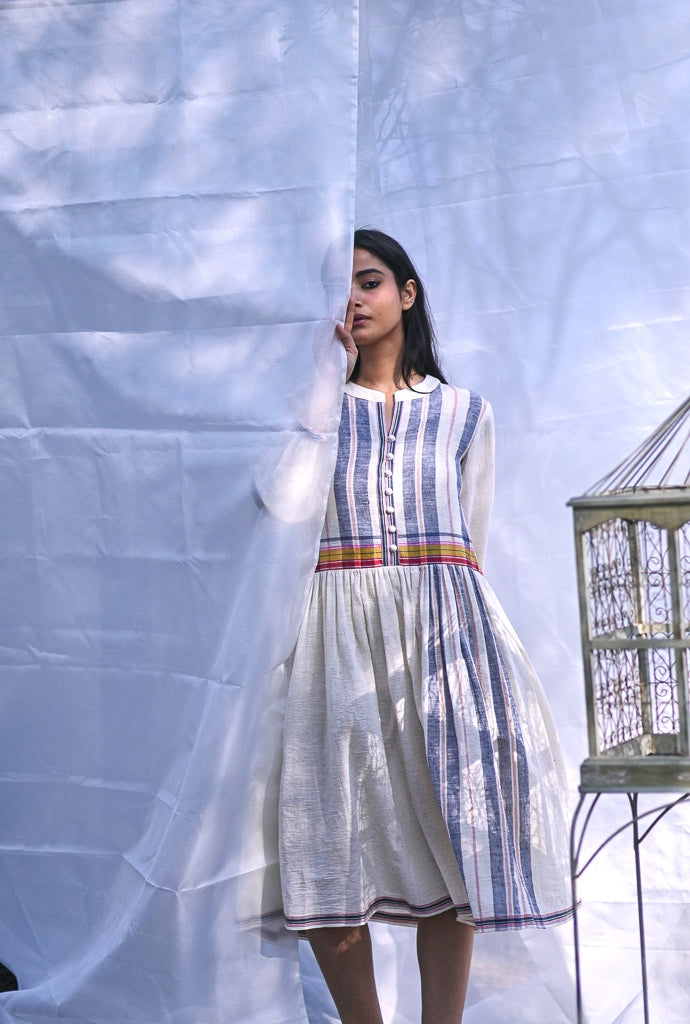 Naples, Organic Kala Cotton, Asymmetrical Weave dress - kinchecom