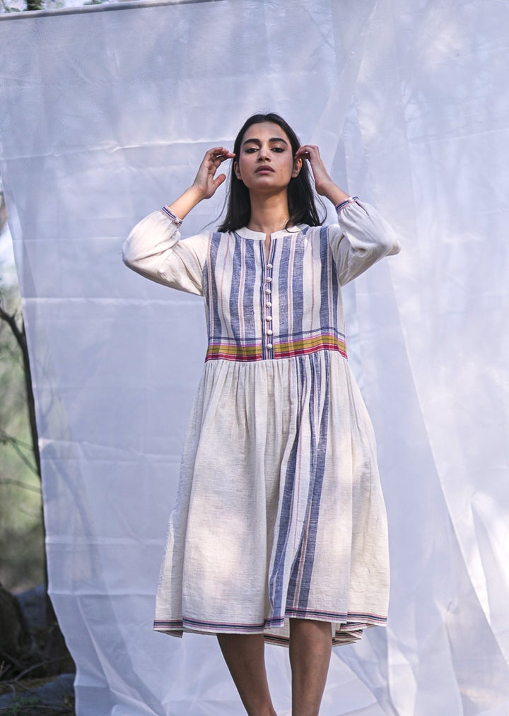 Naples, Organic Kala Cotton, Asymmetrical Weave dress - kinchecom