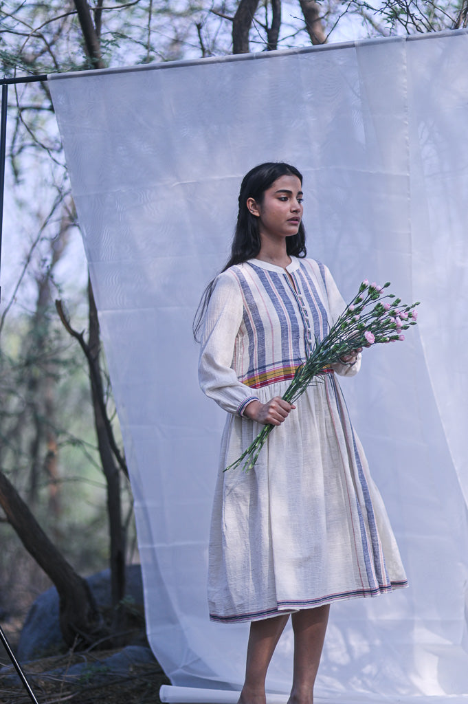 Naples, Organic Kala Cotton, Asymmetrical Weave dress - kinchecom