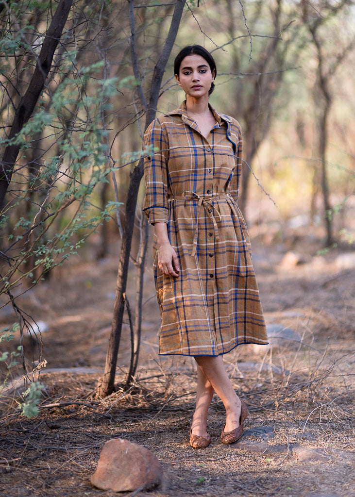 madras cotton dress Madras Button Front Shirtdress