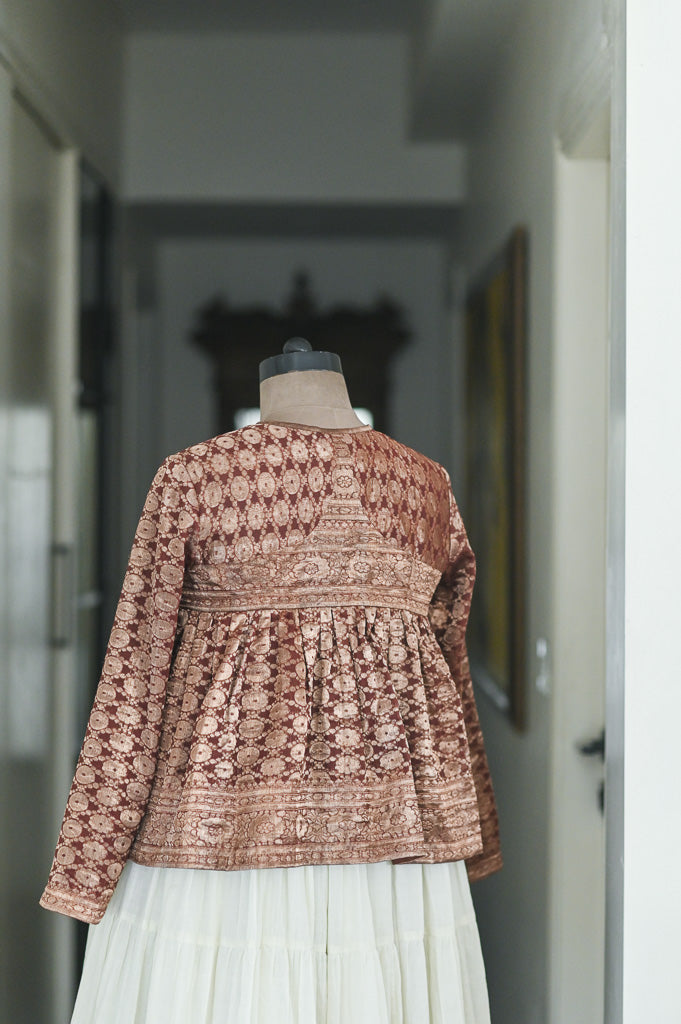 Vritti, Zari Organza, Vintage Saree Kedia, Up Cycled, Medium - kinchecom