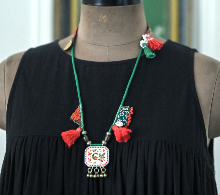 Dujja, Handmade, Vintage and New Beads with Charms Necklace, Tribal Style - kinchecom