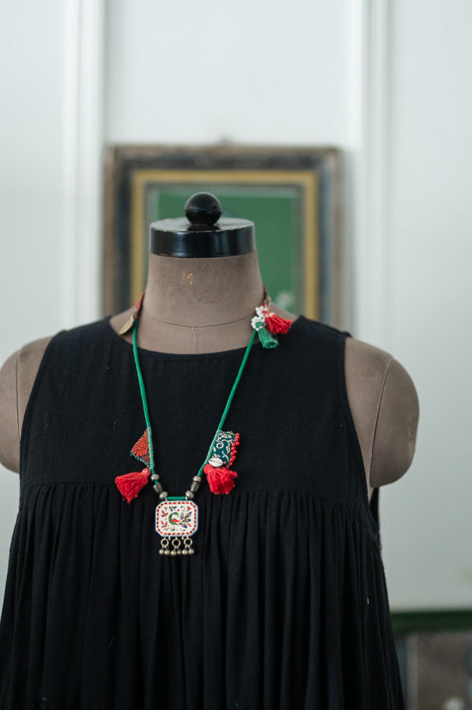 Dujja, Handmade, Vintage and New Beads with Charms Necklace, Tribal Style - kinchecom