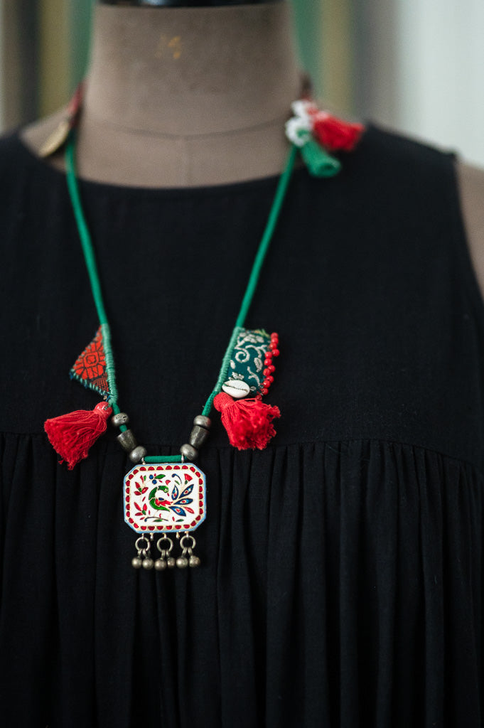 Dujja, Handmade, Vintage and New Beads with Charms Necklace, Tribal Style - kinchecom