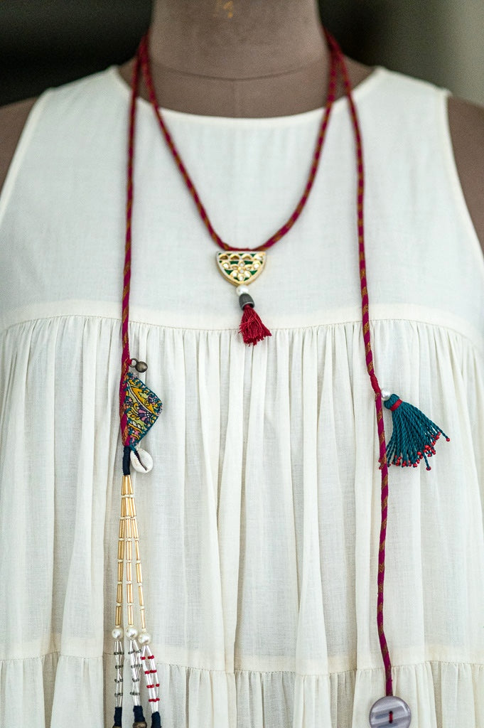 Karshi Handmade, Vintage and New Beads and Charms Wrap Necklace, Tribal Style