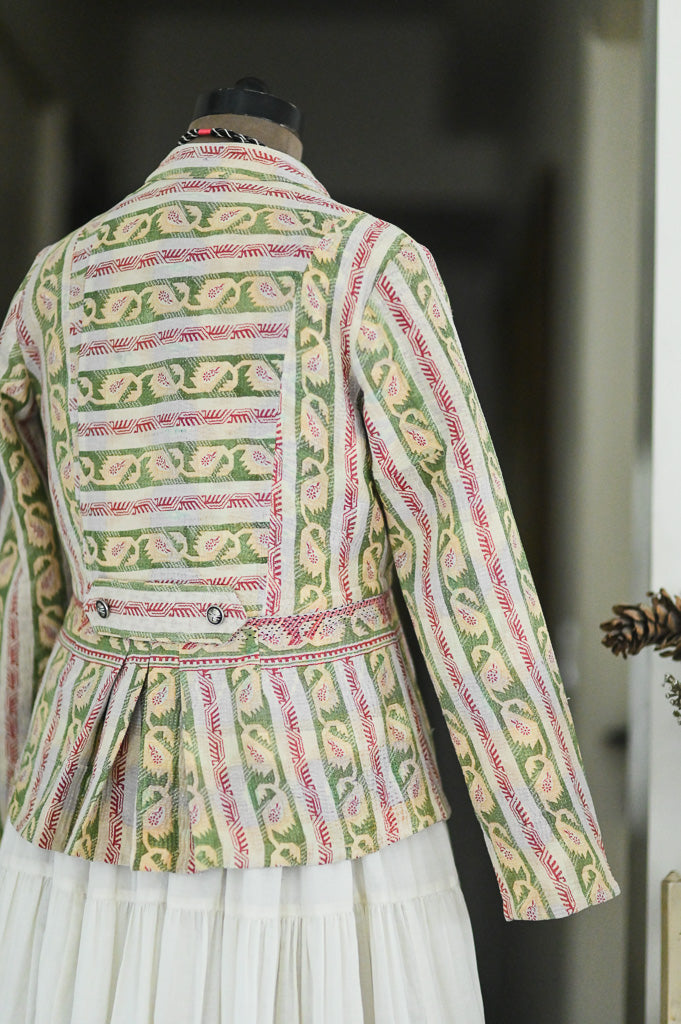 Farida, Vintage Kantha Quilt, Upcycled Short Jacket in medium