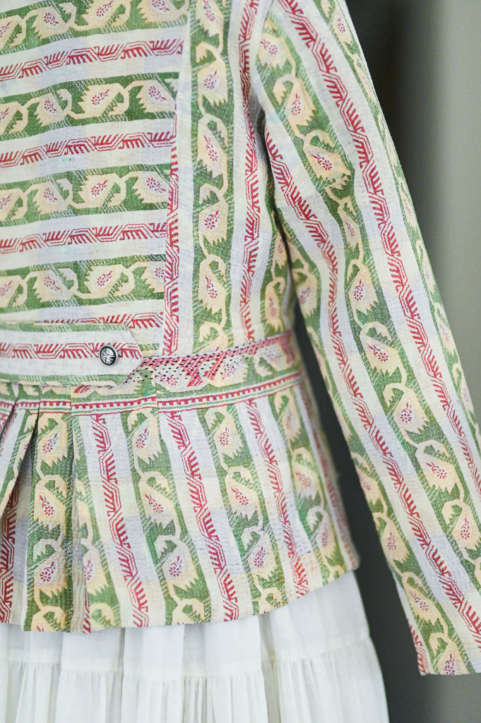 Farida, Vintage Kantha Quilt, Upcycled Short Jacket in medium