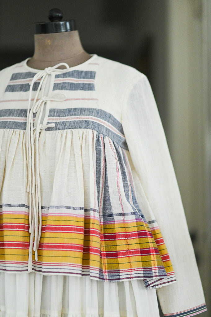 Venice, Organic Kala Cotton Asymmetrical Striped Blouse