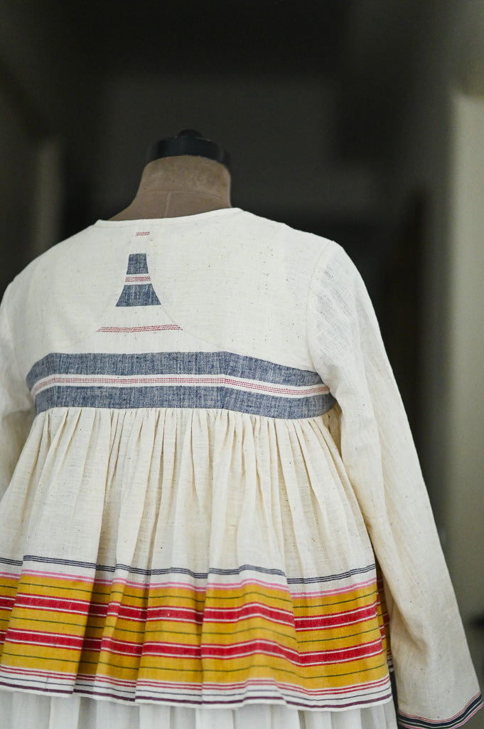 Venice, Organic Kala Cotton Asymmetrical Striped Blouse