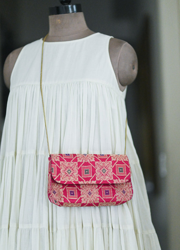 Gulab 1, Vintage Zari Katan Silk Saree, Notebook Clutch