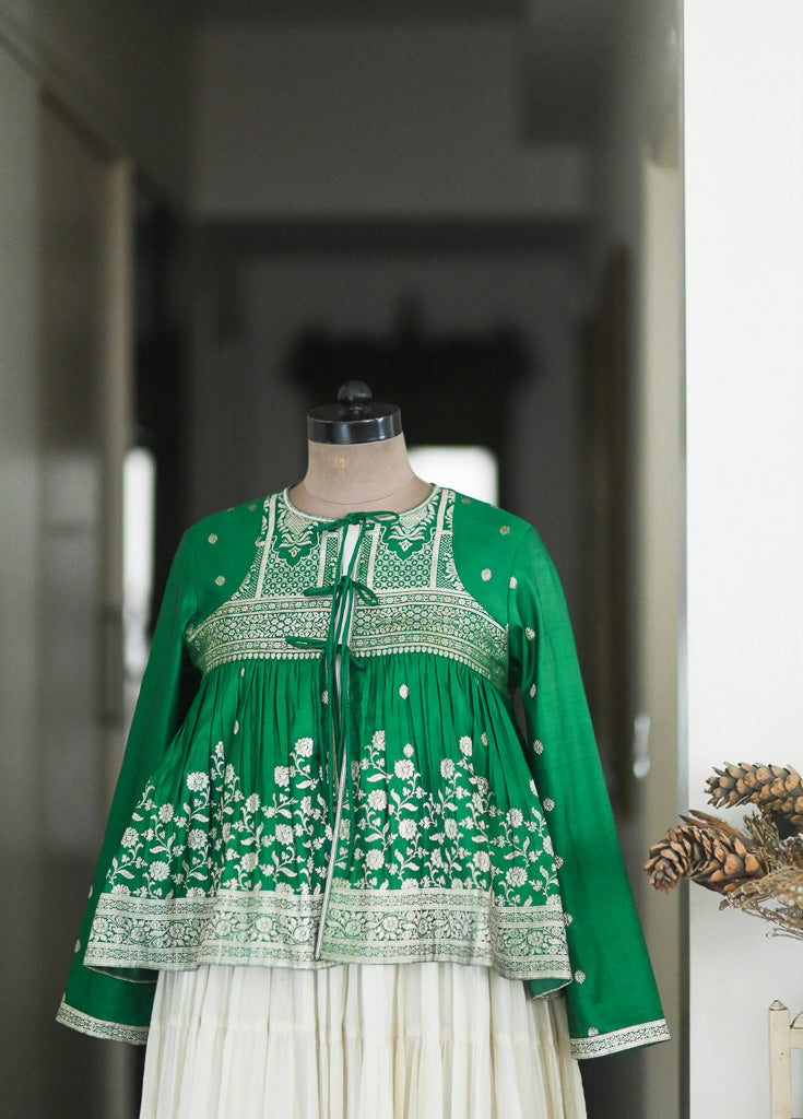 Fida, Medium, Vintage Katan Silk Saree Kedia, Up Cycled, Handmade