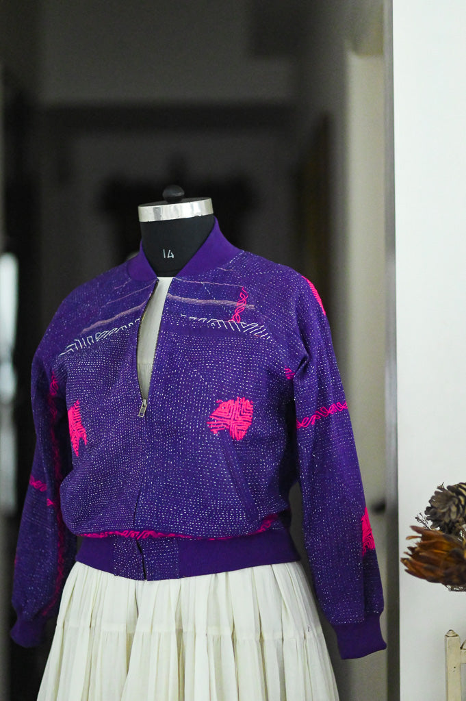 vintage kantha bomber jacket

