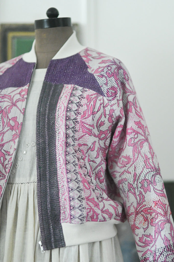 kantha bomber, vintage bomber, cotton bomber jacket
