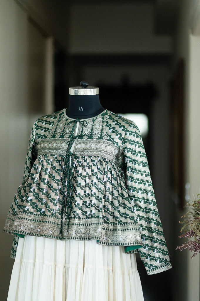 Naintara, Zari Organza, Vintage Saree Kedia, Up Cycled, Large