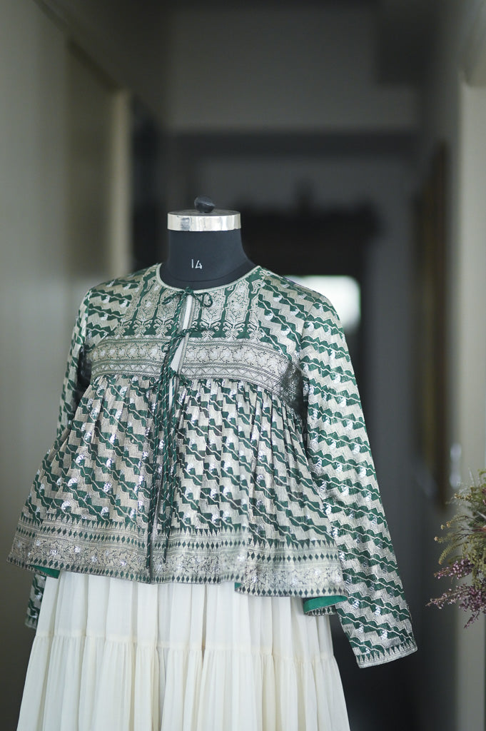 Naintara, Zari Organza, Vintage Saree Kedia, Up Cycled, Large