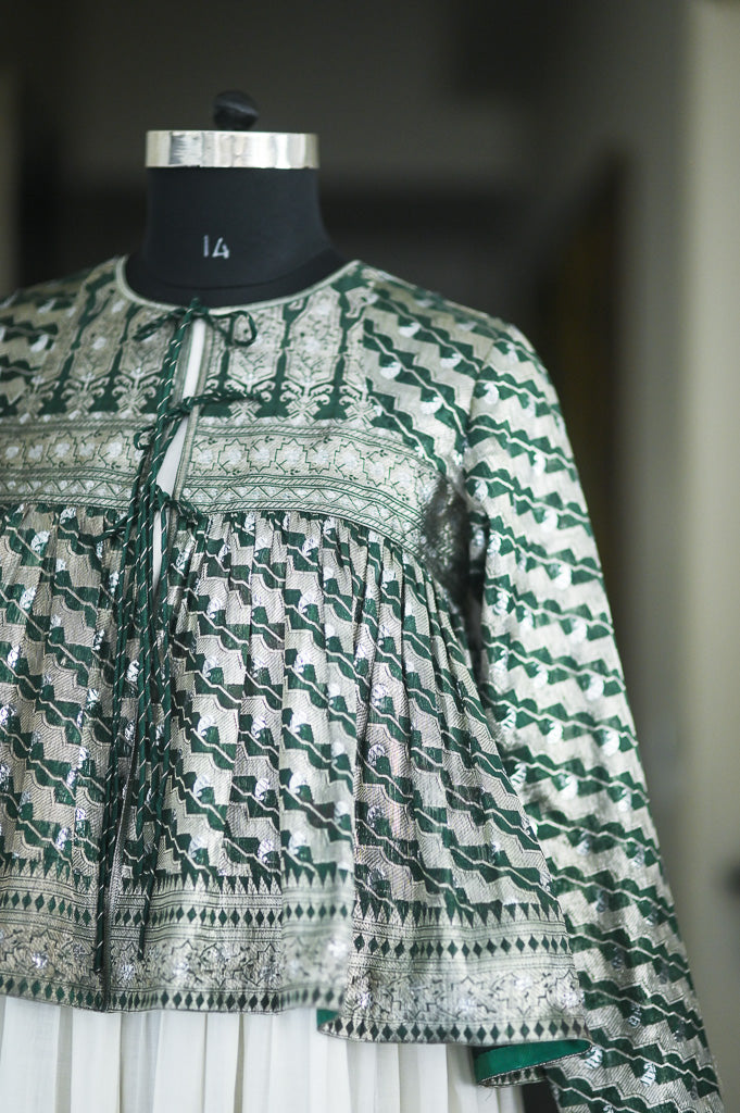 Emerald green kedia saree blousev by kinche