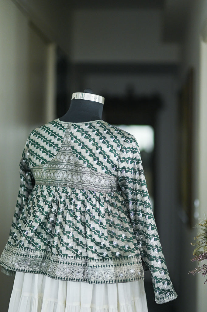 Naintara, Zari Organza, Vintage Saree Kedia, Up Cycled, Large
