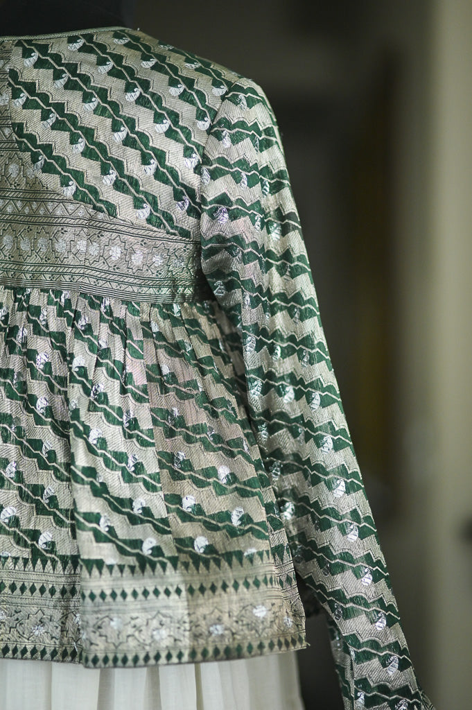 Naintara, Zari Organza, Vintage Saree Kedia, Up Cycled, Large