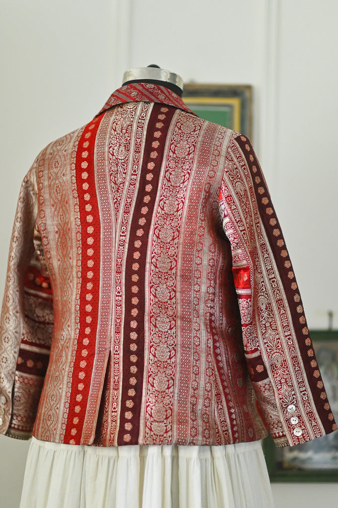 Sangam 29, Vintage Remnants of Katan Silk Fusioned together in XL Size Blazer