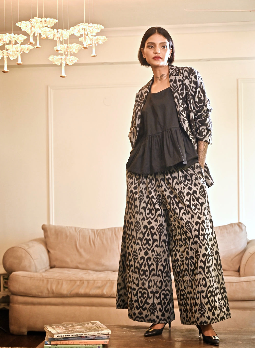 Khieve, Handwoven Ikat Fabric Cotton Blazer & Ikat Pants - kinchecom