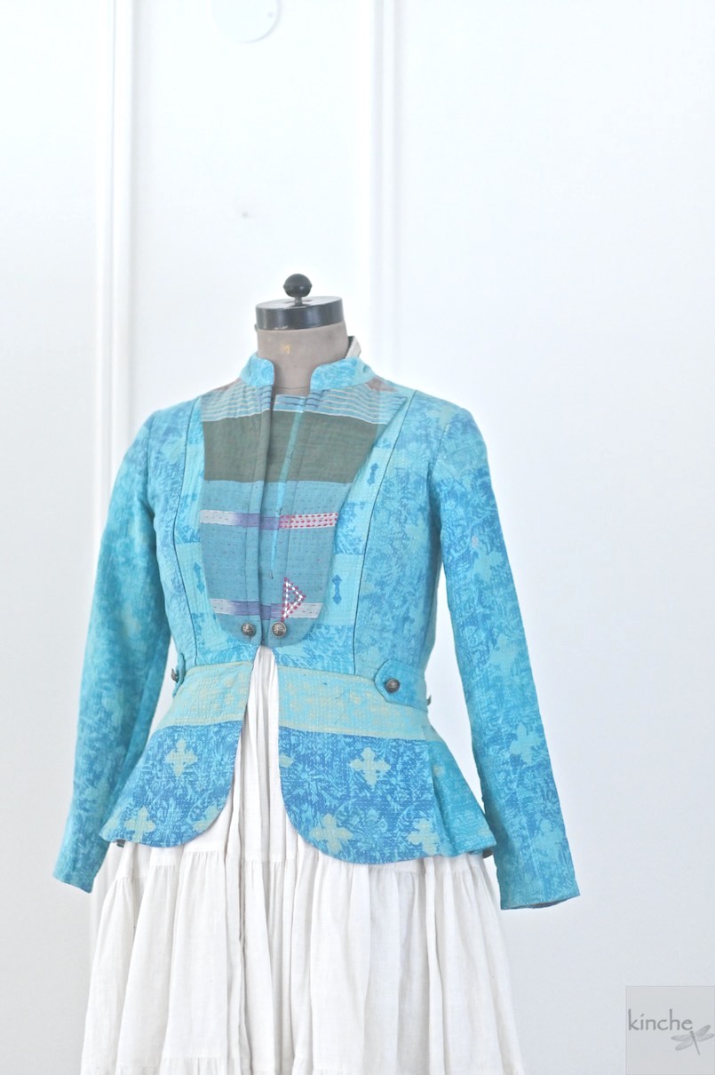 Emilie, Size Small, Handmade Vintage Fabric Quilted Short Jacket - kinchecom