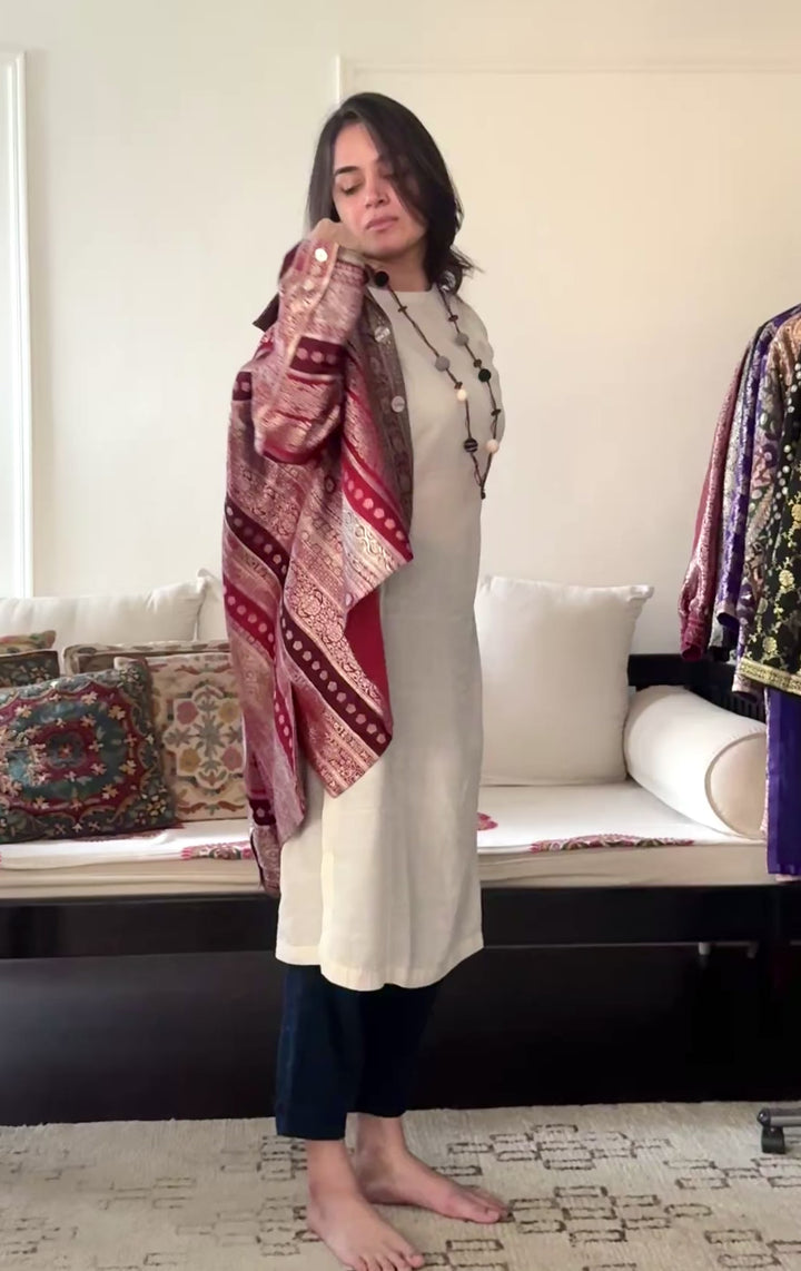 Sangam 29, Vintage Remnants of Katan Silk Fusioned together in XL Size Blazer