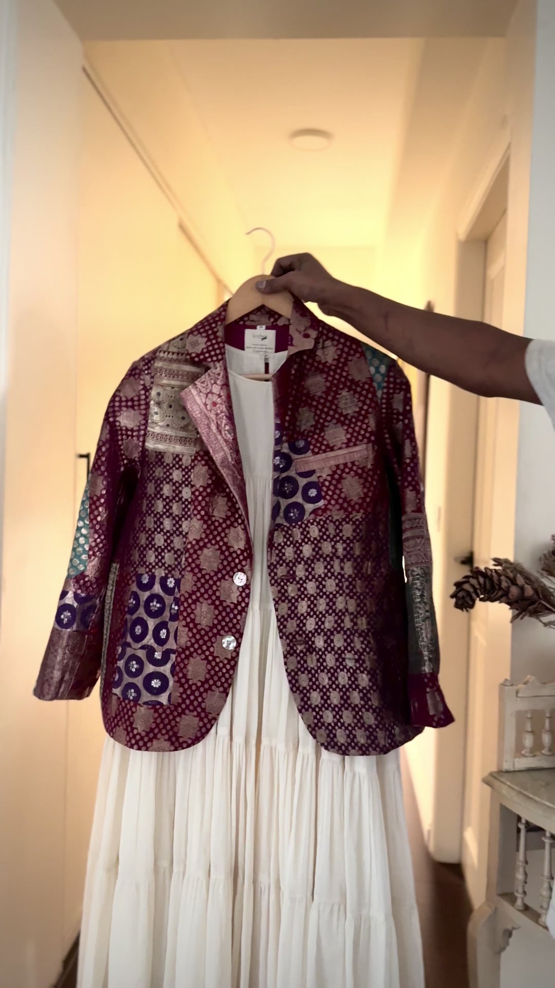 Sangam 31, Vintage Remnants of Katan Silk Fusioned together in XL Size Blazer
