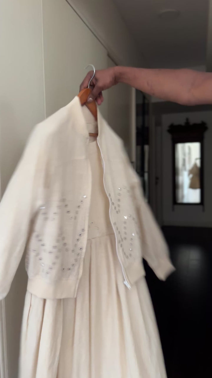 Bombay, Organic Kala Cotton Bomber with Hand Embroidered Mirror Work