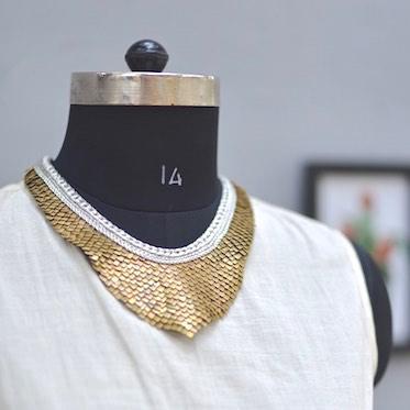 Kent, Handmade Pure Brass and Zari Necklace - kinchecom