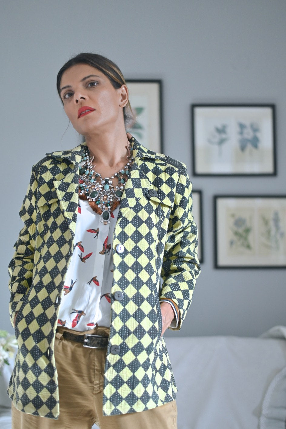 Medium, Corbette Trench Jacket, made with Repurposed Fabric - kinchecom
