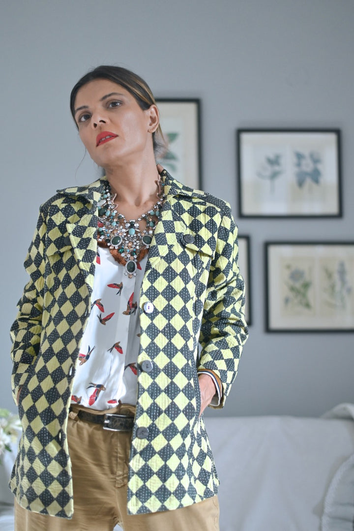 Medium, Corbette Trench Jacket, made with Repurposed Fabric - kinchecom