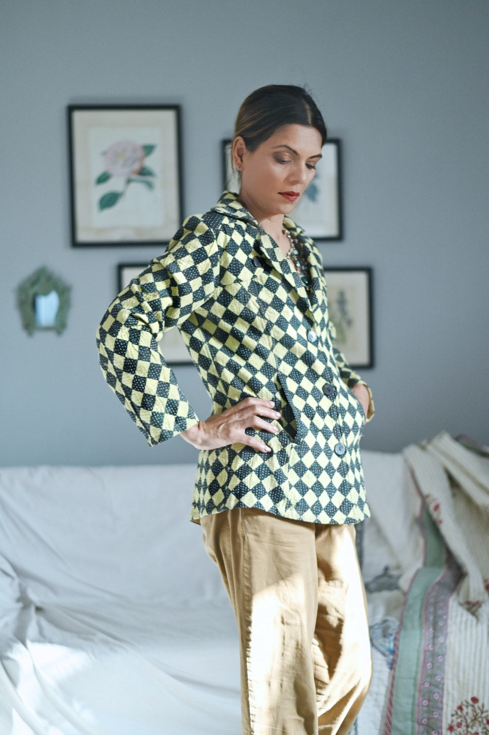 Medium, Corbette Trench Jacket, made with Repurposed Fabric - kinchecom
