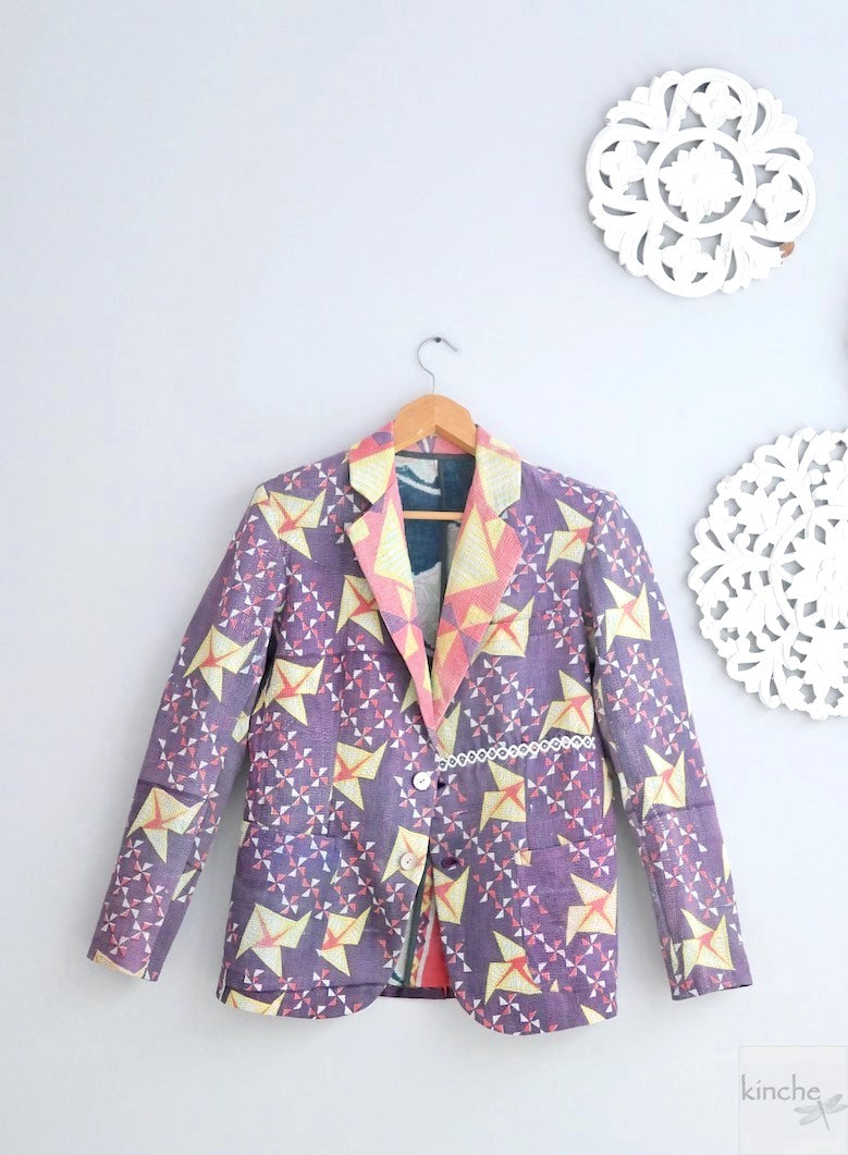 Sloan, Sustainably made Kantha Blazer, One of a Kind Chest/Bust 40 - kinchecom