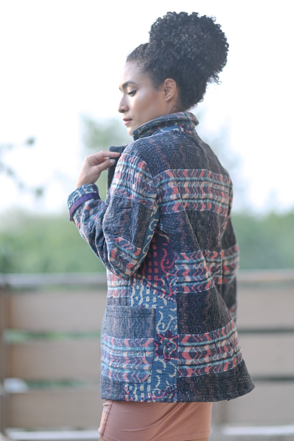 Jordan ,Medium Size, Boyfriend Blazer, Made with Vintage Kantha  Fabric - kinchecom