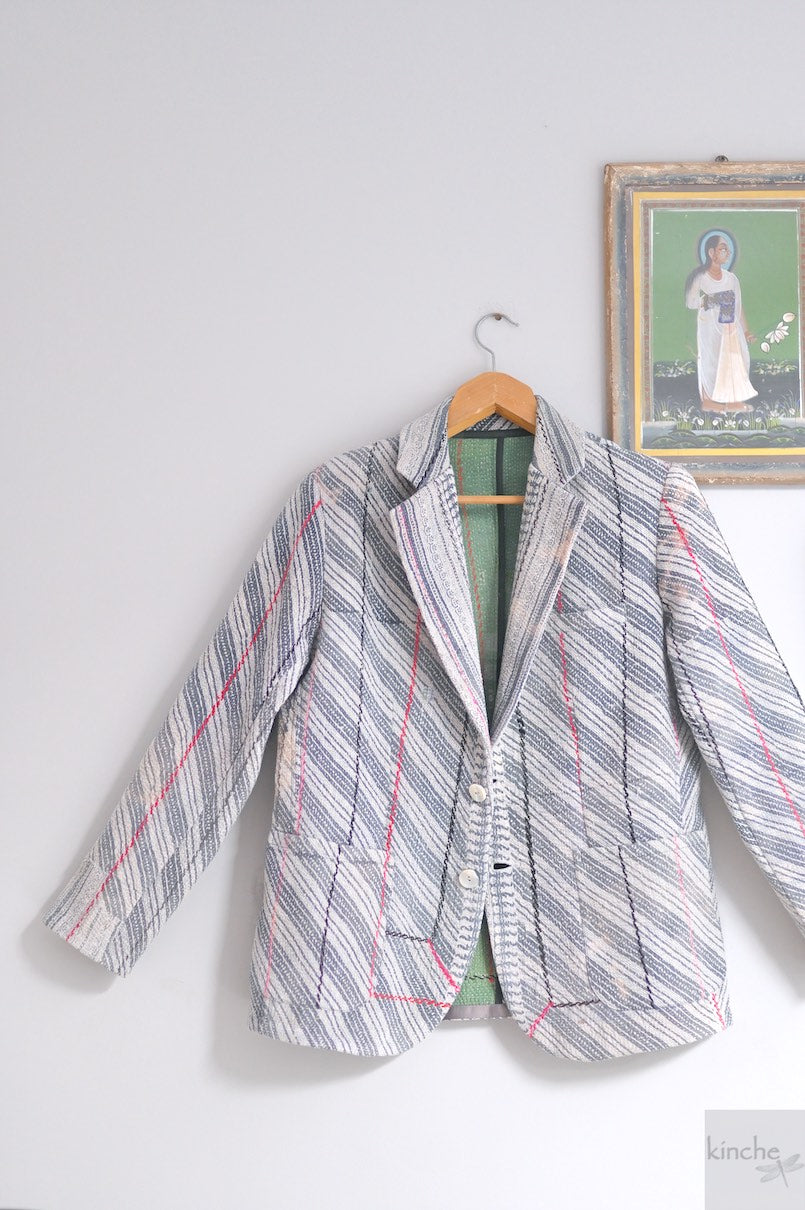 Charlie, Chest 44 Inches, XL, Vintage Quilt Handmade Blazer Unisex - kinchecom