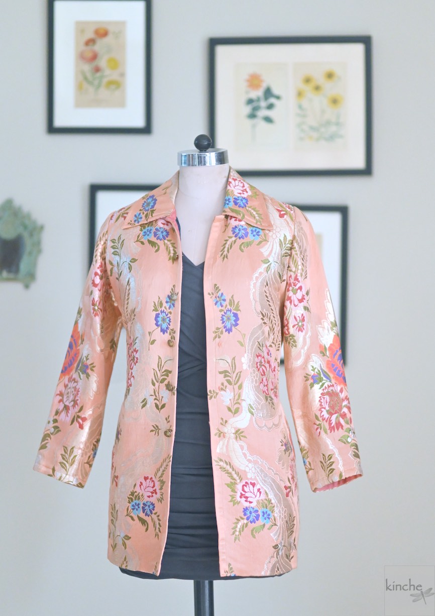 S/M Resoor, Hand Crafted Pure Brocade Thigh Length Jacket - kinchecom