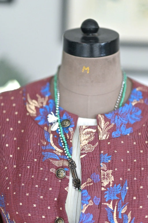 Amelia, Vintage Charm &amp; Glass beads Necklace, One of a Kind - kinchecom