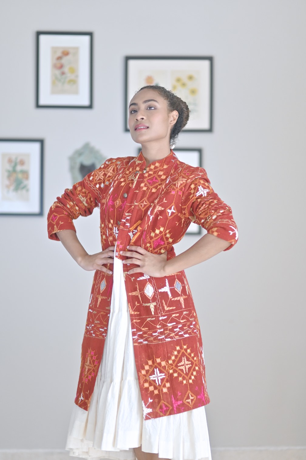 Amrita Pritam, Size Small Jacket Made of Antique Phulkari Chaddar/ One of a Kind - kinchecom