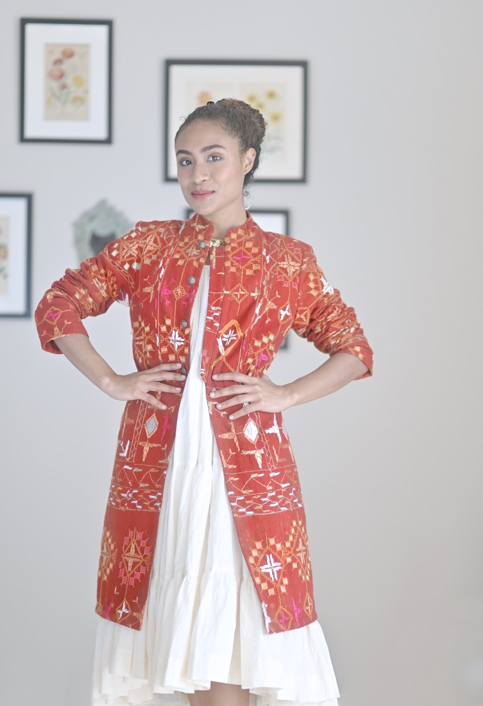 Amrita Pritam, Size Small Jacket Made of Antique Phulkari Chaddar/ One of a Kind - kinchecom