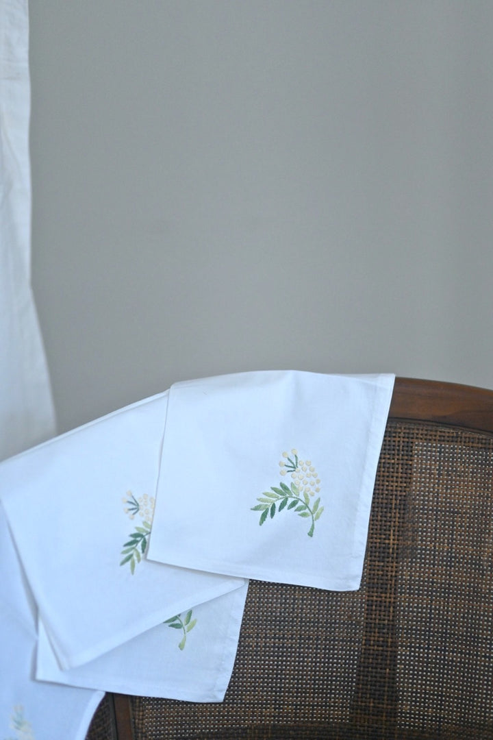 Hand Embroidered Yellow &amp; Green, Floral Embroidery,  96X60 Inches Tablecloth - kinchecom