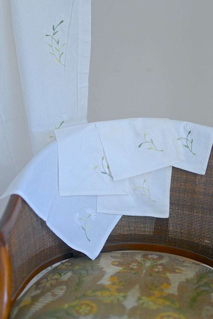 Hand Embroidered Yellow &amp; Green, Wine Patternl Embroidery,  96X60 Inches Tablecloth - kinchecom