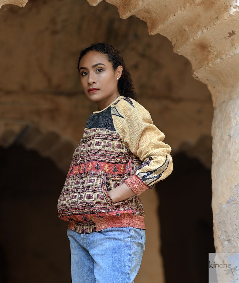 X-Small, Noemi Jacket in a beautiful Vintage Print, Slightly Quilted - kinchecom
