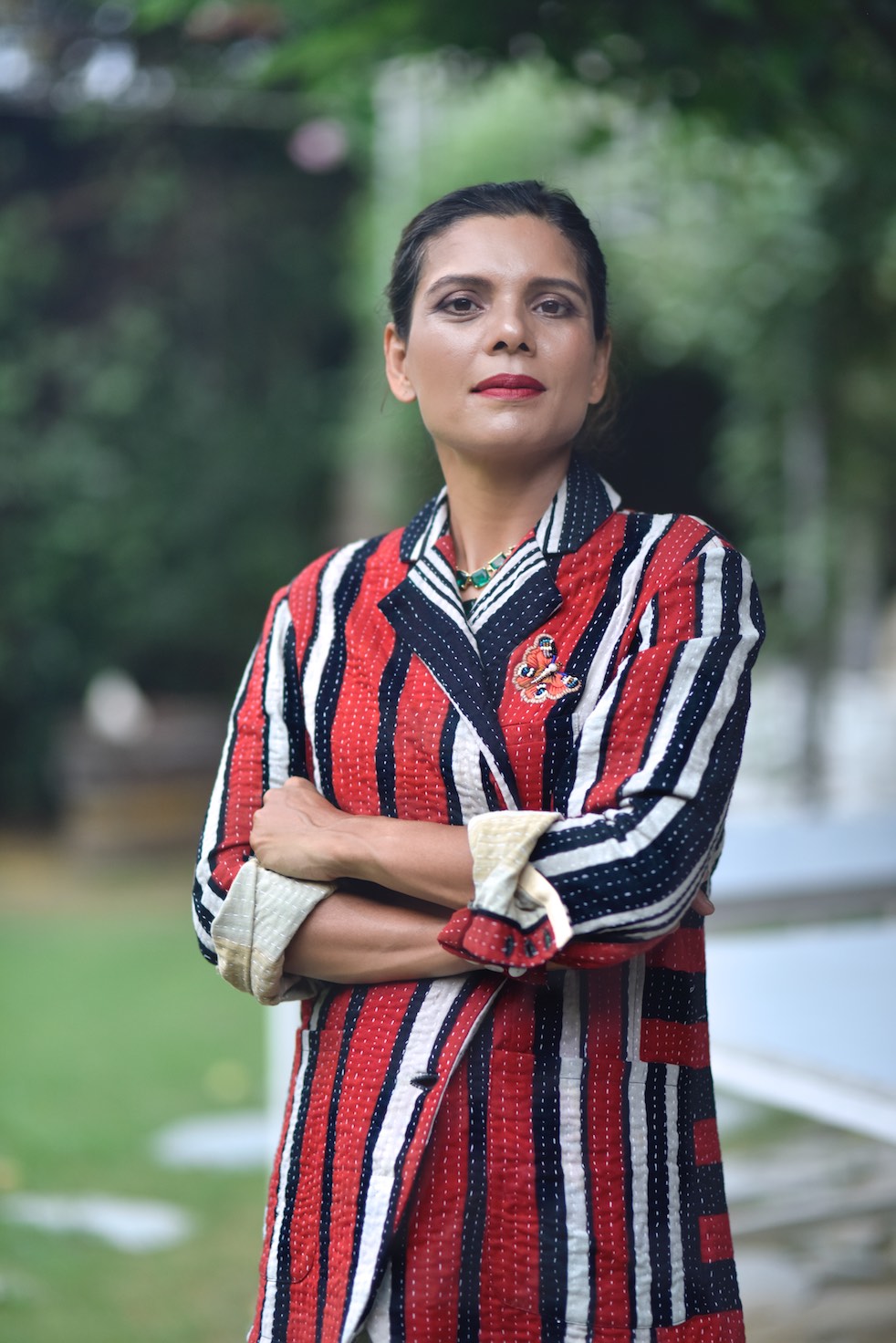 Valerie, X-Large Size, Oversized Boyfriend Blazer, Jacket Made with Vintage Kantha Fabric - kinchecom
