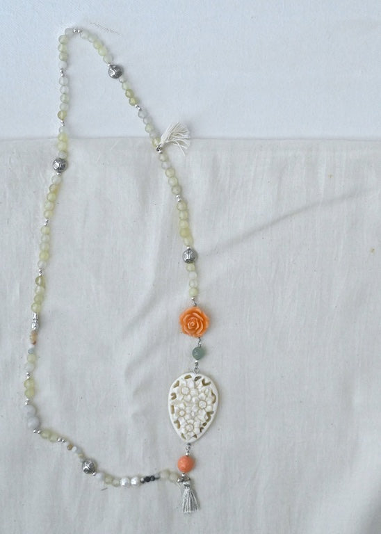 Celeste, Aventurine Semi Precious Bead, Agate Beads &amp; Resin Beads Necklace - kinchecom