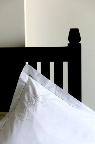 Vintage Cutwork Pattern, White on White Hand Embroidered Duvet Cover King Size 102x98" - kinchecom